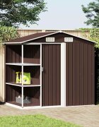 vidaXL Дворна барака със стелаж кафява 205x130x183 см желязо