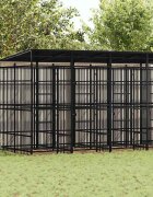 vidaXL Дворна клетка за кучета с покрив стомана 129 м²