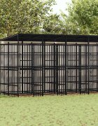 vidaXL Дворна клетка за кучета с покрив стомана 1475 м²