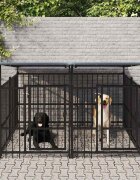 vidaXL Дворна клетка за кучета с покрив стомана 375 м²