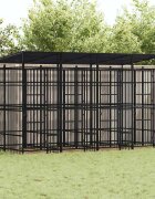 vidaXL Дворна клетка за кучета с покрив стомана 737 м²