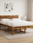 vidaXL Двоспално легло с табла ROSTOCK Натурално 152 x 203 cm
