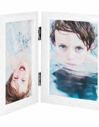 vidaXL Двойна фоторамка колаж бяла 2x(10x15 см)
