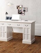 vidaXL Двойно настолно бюро бяло 140x48x80 cм