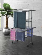 vidaXL Двуетажен сушилник за дрехи с колелца сребрист 60x70x106 см