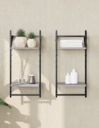vidaXL Двуетажни стенни рафтове с пръти 2 бр сив сонома 30x25x65 см