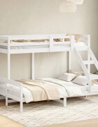 vidaXL Двуетажно легло 90x200/140x200 см бяло борово дърво масив
