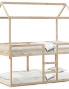 vidaXL Двуетажно легло без матрак 90x200 cm масивна дървесина бор