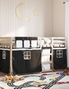 vidaXL Двуетажно легло без матрак черно 90x190 см масивно борово дърво