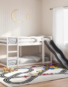 vidaXL Двуетажно легло с пързалка и стълба бяло 90x200 см бор масив