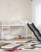 vidaXL Двуетажно легло с пързалка за деца Бяло и антрацит 100 x 200 cm