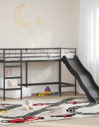 vidaXL Двуетажно легло с пързалка за деца Черно и антрацит