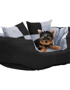 vidaXL Двулицева перяща възглавница за куче сиво и черно 65x50x20 см