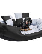 vidaXL Двулицева перяща възглавница за куче сиво и черно 85x70x20 см