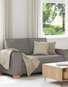 vidaXL Двуместен диван бежов 160x78x84 см плат