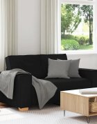 vidaXL Двуместен диван черен 160x78x84 см плат