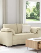 vidaXL Двуместен диван Крем 160 cm текстил