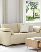 vidaXL Двуместен диван Крем 180 cm текстил