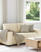 vidaXL Двуместен диван кремав 160x77x82 см плат