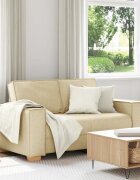 vidaXL Двуместен диван кремав 160x78x84 см плат