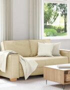 vidaXL Двуместен диван кремав 180x78x84 см плат