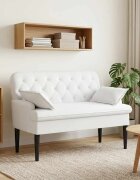 vidaXL Двуместен диван с копчета Бяло 111 x 68 x 80 см Текстил