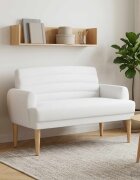 vidaXL Двуместен диван с копчета Бяло 116 x 67 x 80 см Текстил