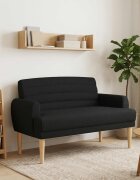 vidaXL Двуместен диван с копчета Черно 116 x 67 x 80 см Текстил
