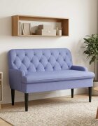 vidaXL Двуместен диван с копчета Дънково син 111 x 68 x 80 см Текстил
