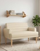 vidaXL Двуместен диван с копчета Кремаво 116 x 67 x 80 см Текстил