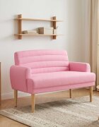 vidaXL Двуместен диван с копчета Розово 116 x 67 x 80 см Текстил