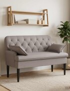 vidaXL Двуместен диван с копчета Таупе 111 x 68 x 80 см Текстил