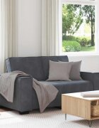 vidaXL Двуместен диван тъмносив 160x78x84 см кадифе