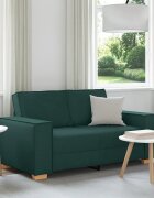 vidaXL Двуместен диван тъмнозелен 160x78x84 см плат
