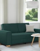 vidaXL Двуместен диван тъмнозелен 180x78x84 см плат