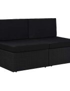 vidaXL Двуместен модулен диван полиратан черен