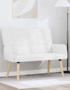 vidaXL Двуместна софа Бяло 115 x 61 x 87 см Текстил
