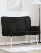 vidaXL Двуместна софа Черно 115 x 61 x 87 см Букле