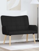 vidaXL Двуместна софа Черно 115 x 61 x 87 см Текстил
