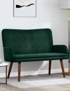 vidaXL Двуместна софа Тъмнозелено 115 x 61 x 87 см Кадифе