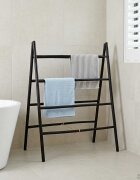 vidaXL Двустранна стълба за одеяла Черно 90 x 50 x 100 cm Бамбук