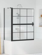 vidaXL Екран за душ и вана Черен и прозрачен 100 x 68 x 128 см