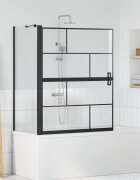 vidaXL Екран за душ и вана Черен и прозрачен 100 x 68 x 128 см