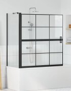 vidaXL Екран за душ и вана Черен и прозрачен 116 x 68 x 128 см