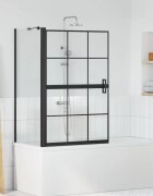 vidaXL Екран за душ и вана Черен и прозрачен 80 x 68 x 128 см