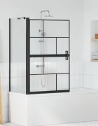 vidaXL Екран за душ и вана Черен и прозрачен 80 x 68 x 128 см