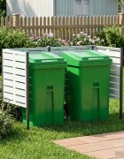 vidaXL Екран за контейнер за отпадъци 167 x 85 x 113 см Стомана Бяло