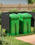 vidaXL Екран за контейнер за отпадъци 167 x 85 x 113 см Стомана Черно