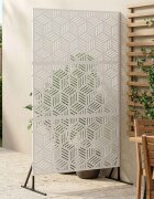 vidaXL Екран за уединение 100 x 50 x 180 см Стомана Бяло