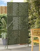 vidaXL Екран за уединение 100 x 50 x 180 см Стомана Маслиненозелено